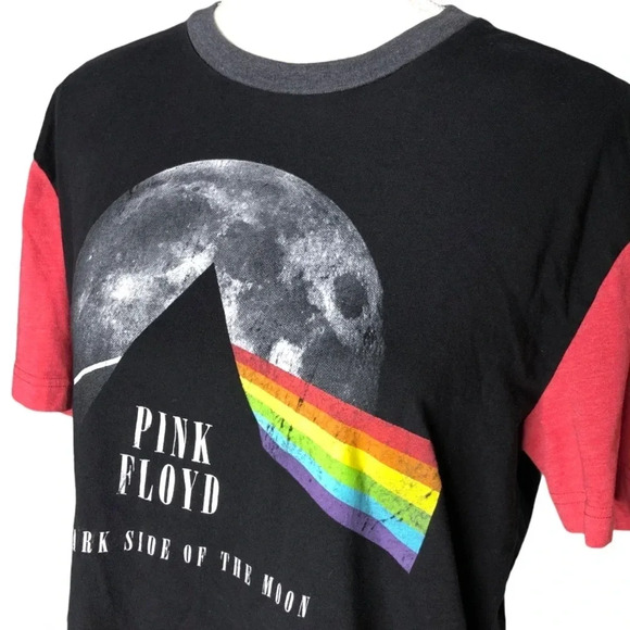 PINK FLOYD Dark Side of The Moon Graphic Band Spell Out Baseball T Shirt - Picture 1 of 7